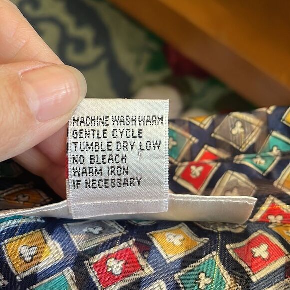 Vtg 80s/90s Yves St Clair 2 multi colored diamond print shiny blouse - Picture 10 of 10